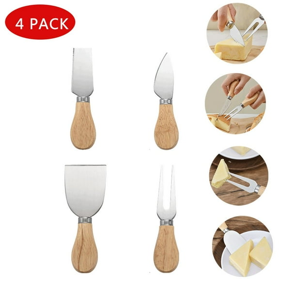 AMERTEER 4 Pack Cheese Knives Set Stainless Steel Mini Cheese Knife Set for Charcuterie Board & Cheese Lovers