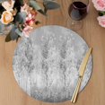 thumbnail image 3 of Grey Vintage Round 13 Inch Placemats Set of 2, Modern Abstract Art Oil Paiting HeatResistant Non Slip Place Mats for Dining Table, Wipeable Braided Kitchen Table Mats for Housewarming, 3 of 9