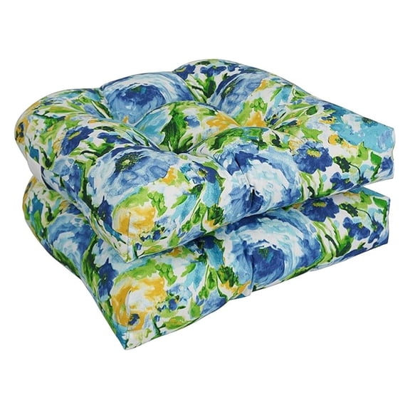 Outdoor Rounded Back Chair Cushion, 19" x 19", Lesandra Sunblue 2 Count