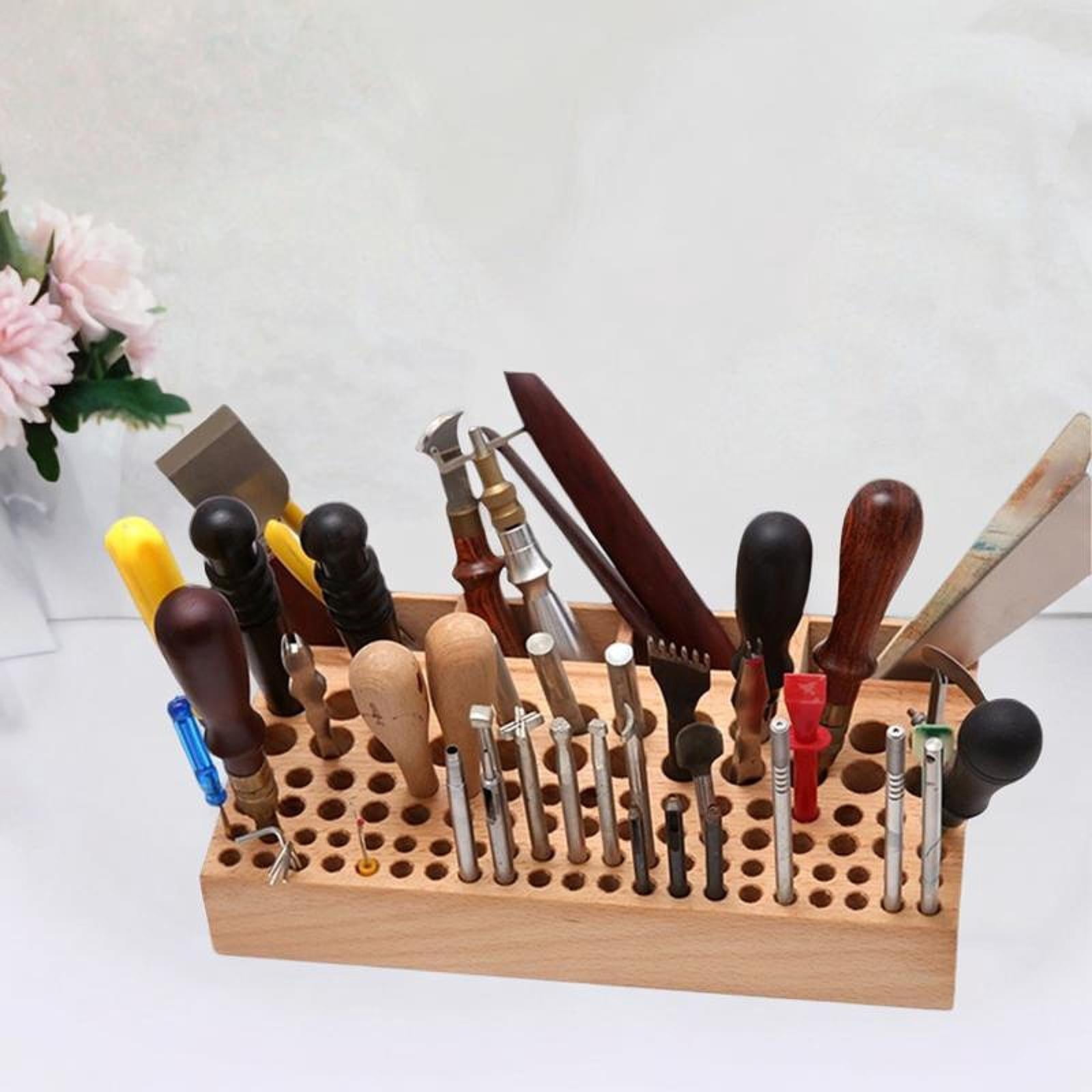 Wxqbjtam Leather Craft Tool Holder Home Wood Leathercraft Stand Holder for Painting Brush