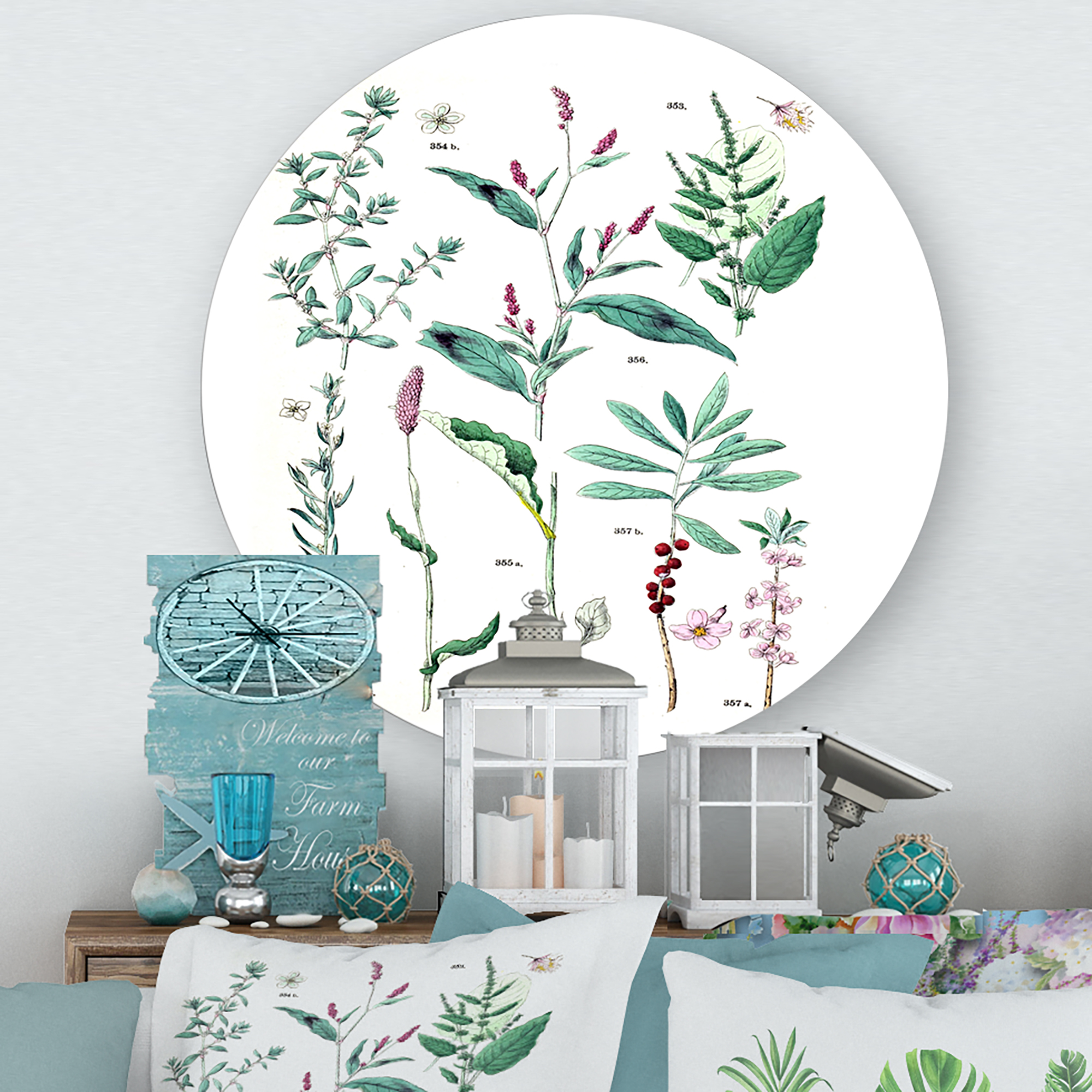 Designart 'Ancient Plants' Traditional Circle Metal Wall Art 11x11 - Disc of 11