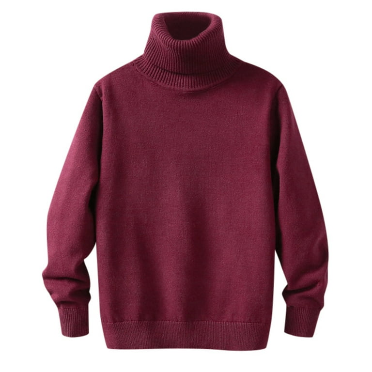 LIhncine Boy's Ribbed Turtleneck Cable Knitted Sweater Slim