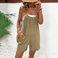 thumbnail image 5 of Sokhug Spaghetti Strap Romper for Women Sleeveless Casual with Side Pockets Loose Fit Summer Solid Color Jumpsuit Shorts, 5 of 6