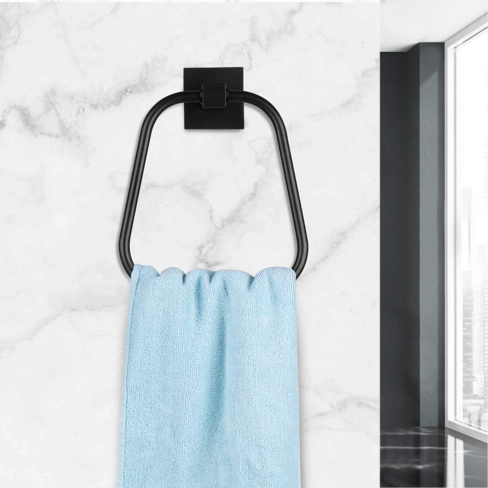 Bathroom Towel Holder Round Black Rustic Hand Towel Ring Wall Mount Black 
