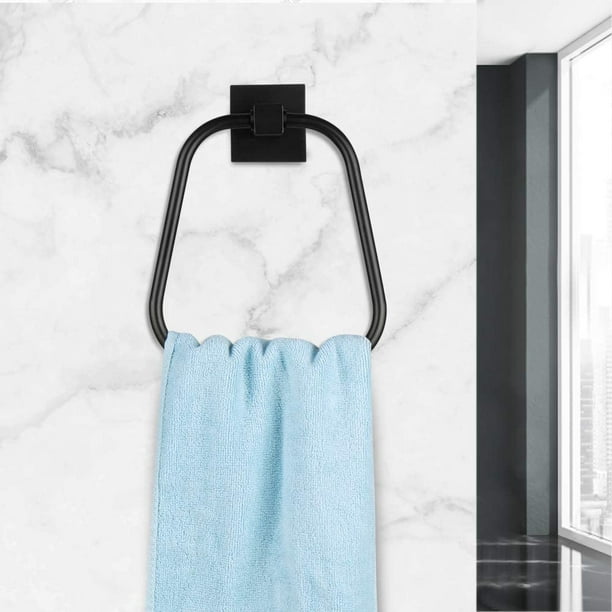 Toallero de baño Redondo Negro Rústico Anillo de toalla de mano Montaje en pared Toallero de baño resistente SUS304 Colgador de toallas de acero inoxidable Negro