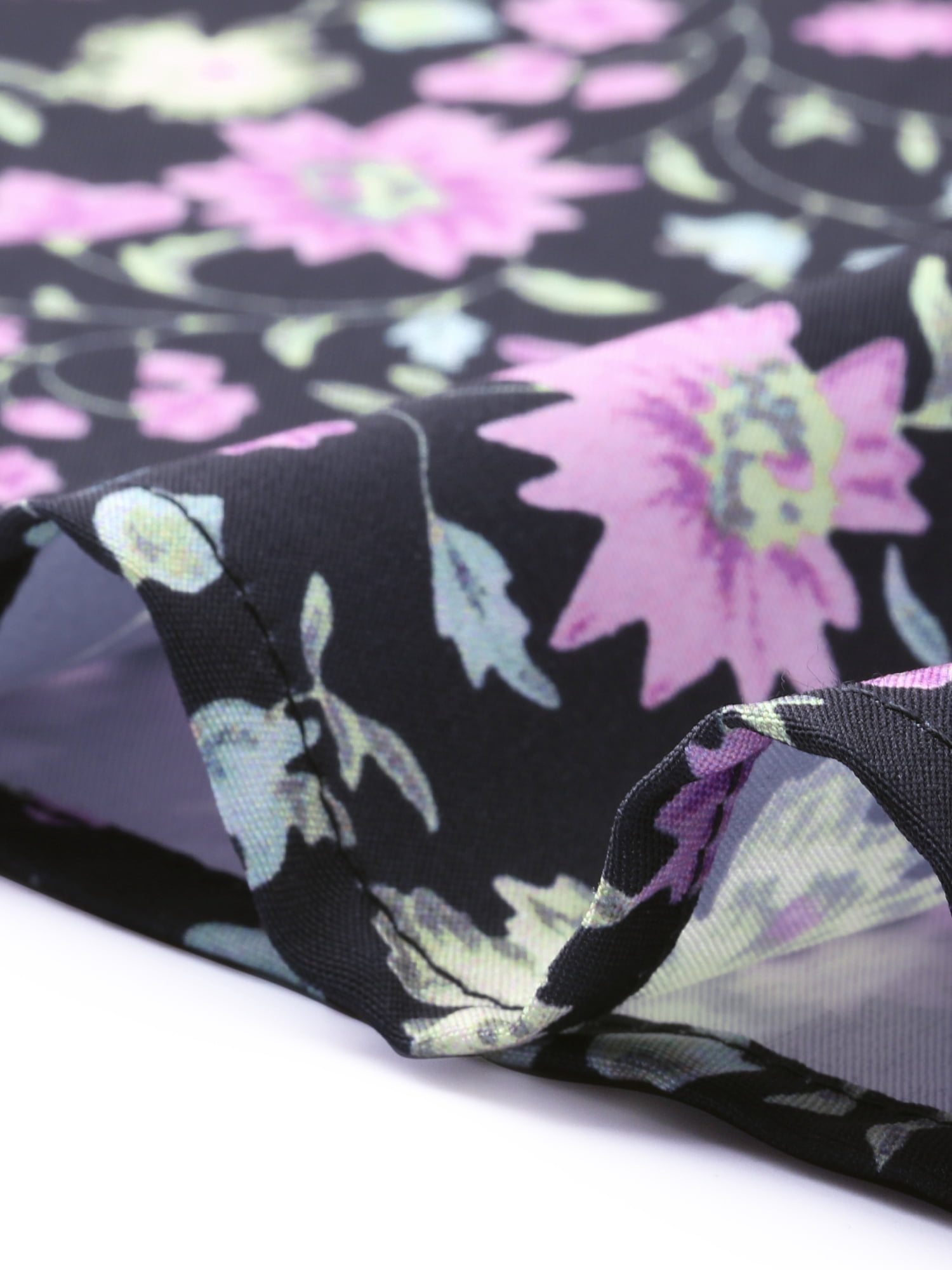 DARING DIVA Women's Plus Tulip Sleeves Crew Neck Floral Print Tops 4X Purple