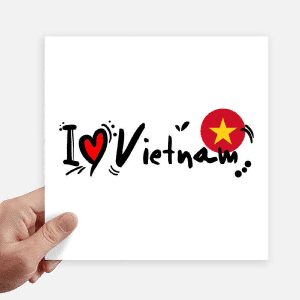 I Love Vietnam Word Flag Love Heart Illustration Sticker Tags Wall Picture Laptop Decal Self adhesive