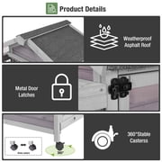 Aivituvin Rabbit Hutch with Wheels for Indoor Outdoor, Wooden Rabbit Cage with Removable Wire Netting & Leak Proof Tray, Mobile Bunny Cage, Gray