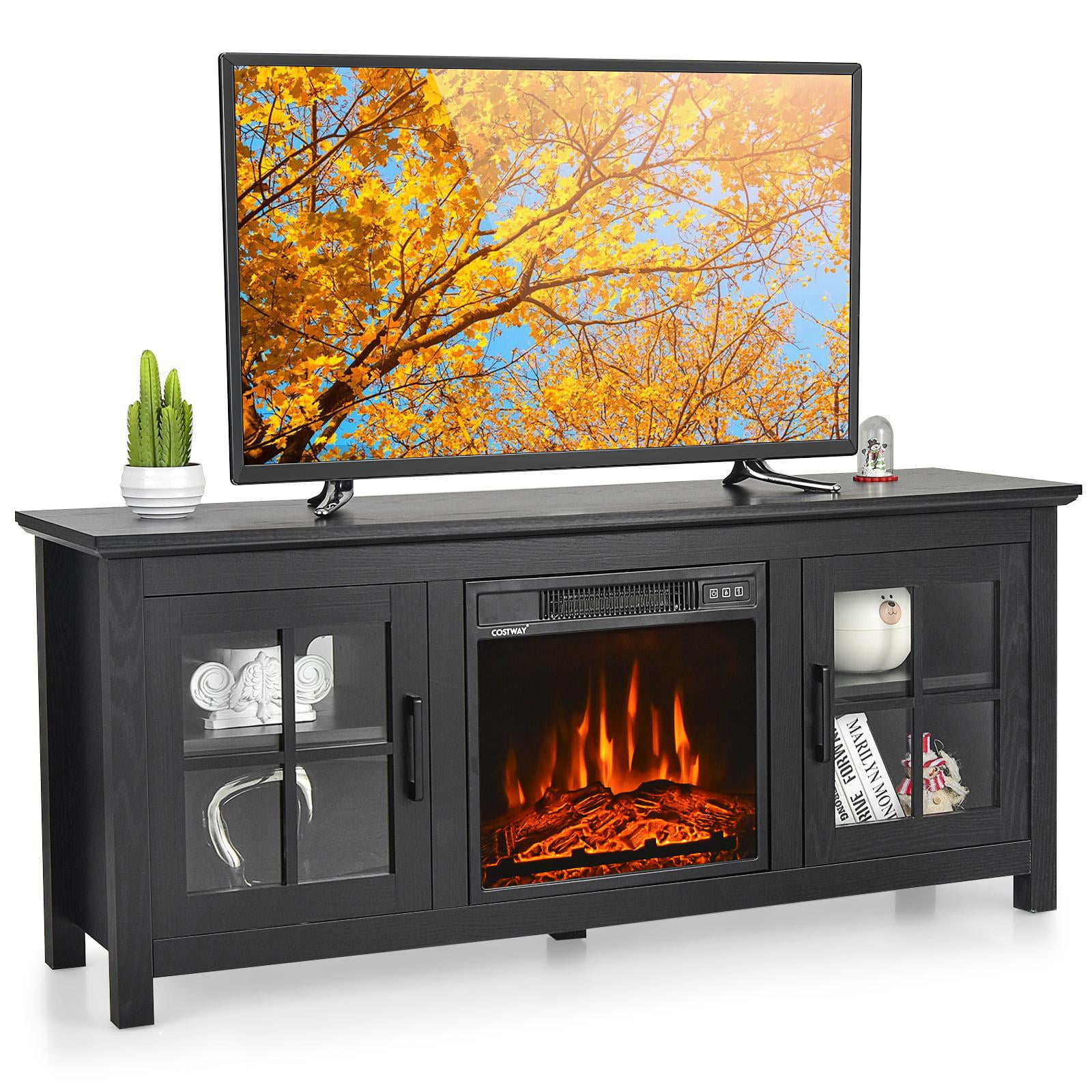 Giantex Electric Fireplace TV Stand, TV Console w/Adjustable Flame