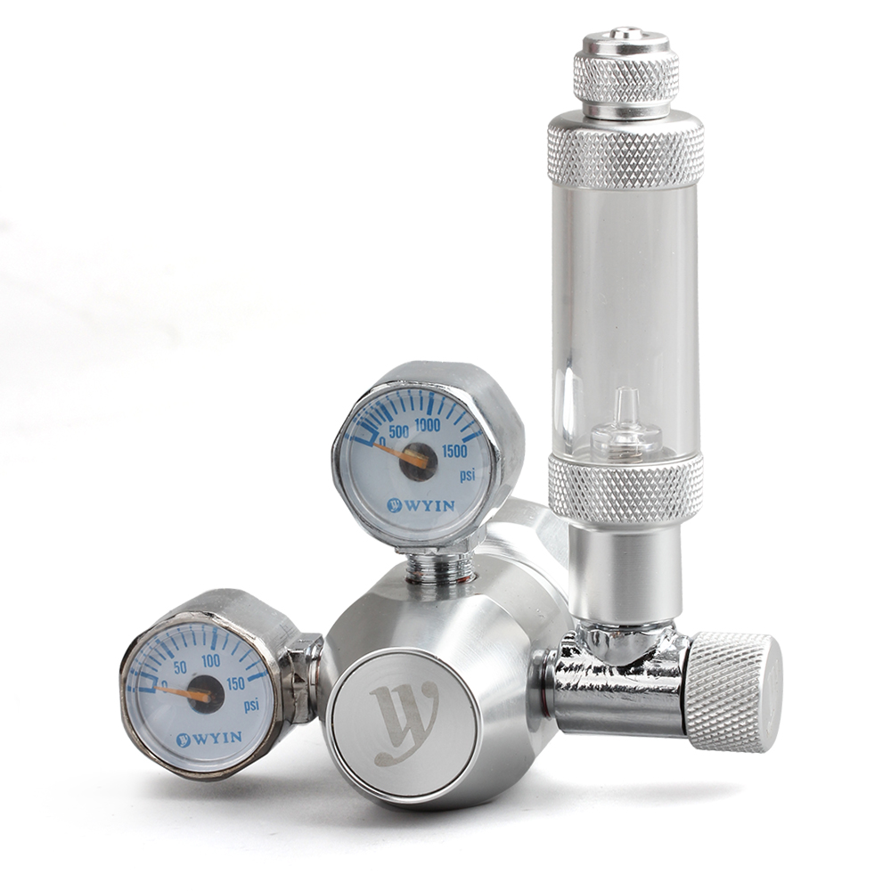 Aquarium CO2 Regulator CO2 Pressure Regulator Double Pressure Gauge with Bubble Counter & Check