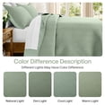 thumbnail image 4 of Ameha 3-Piece Linen Bedspread Set Ultrasonic Chevron Pattern Lightweight Quilt Olive Green Queen, 4 of 8