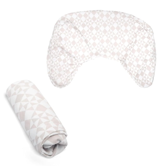 Funda de almohada de lactancia Boppy, 100% algodón orgánico, a cuadros, color beige