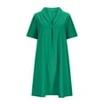 thumbnail image 4 of Xuniizn Robe Chemise pour Femmes Grande Taille, Robe Midi Unie Décontractée Ample à Manches Courtes avec Poches et Col à Revers, P-3TG, 4 of 6