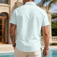 thumbnail image 6 of Yertdoel Men's Button Down Shirts Solid Color Short Sleeve Lapel Neck Shirt with Pocket Comfortable Breathable Hawaiian Beach Vacation Summer Outdoor Casual T-shirts, 6 of 6