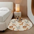 thumbnail image 3 of 3ft Washable Round Rug, Cartoon Lions Giraffe Tiger Non-Slip Circle Area Rug for Bedroom Bedside, Cute Animal Leaf Musical Note Linen Soft Indoor Floor Mat for Home Decor, 3 of 9