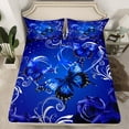 thumbnail image 2 of Homewish Boys Girls Blue Butterflies 3pcs Twin Sheet Sets,Floral Rose Twin Fitted Sheet,Exotic Style Breathable Flat Sheet,Super Cozy Room Decor, 2 of 7