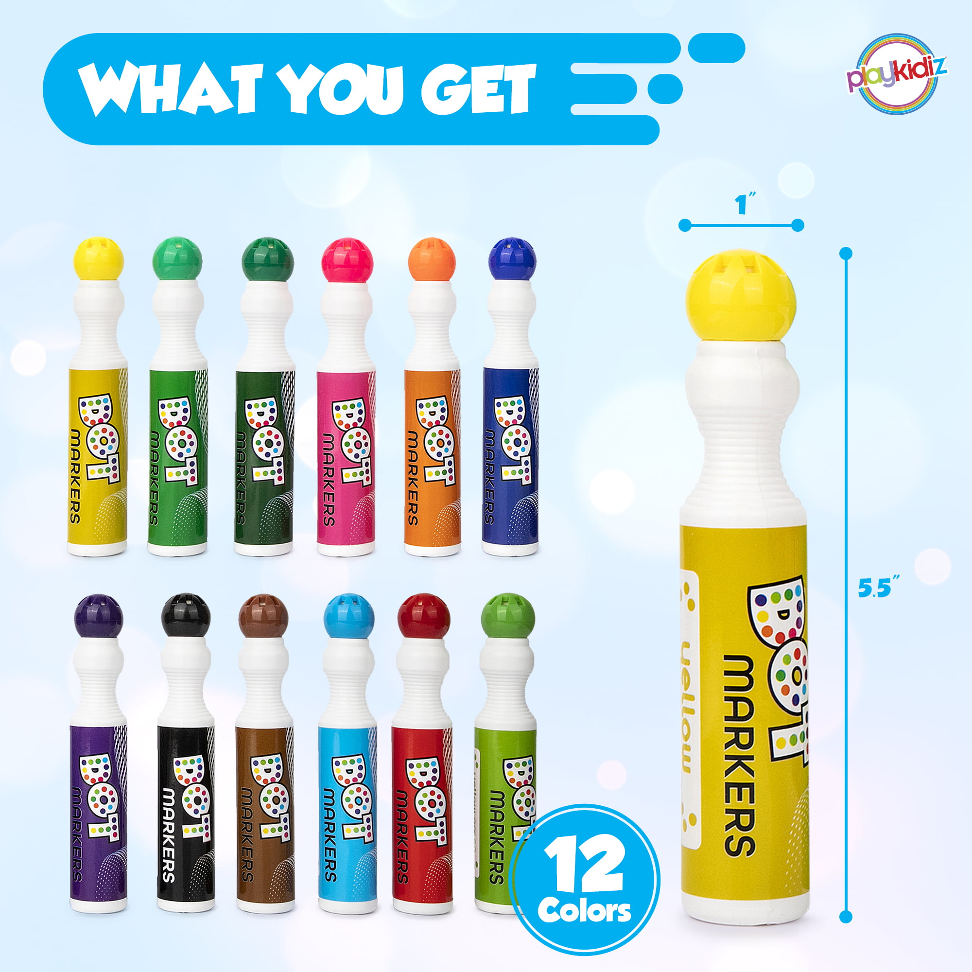 sunacme Washable Dot Markers for Toddlers Kids Preschool, 12-pack Dot  Markers Set/Bingo Daubers Dabbers Dauber for Kids