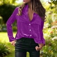 thumbnail image 6 of Meichang Velvet Tops for Women Vintage Long Sleeve Button Down Shirts Spring Casual Dressy Blouse with Pockets, 6 of 7