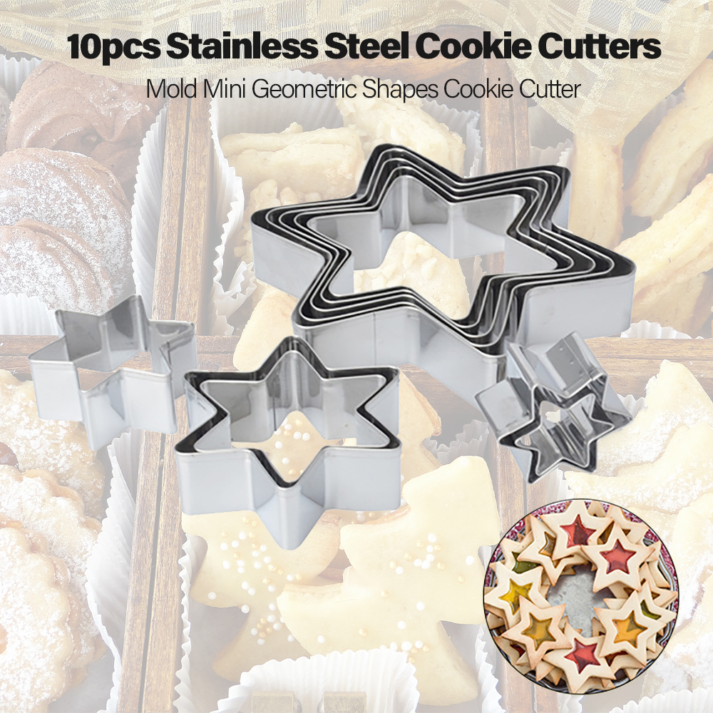 10pcs Cookie Cutters Stainless Steel Cutter Mold Sandwich Cutters Mini