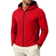 thumbnail image 5 of Men's Windbreaker Waterproof Athletic Hooded Travel Shell Jacket Coat for Running Golf Cycling Workout Hiking Outdoor with Zipper Pockets, Red, XL, 5 of 9