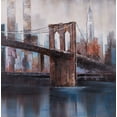 thumbnail image 2 of Atelier B Art Studio 20x20 Gold Ornate Wood Framed with Double Matting Museum Art Print Titled - BROWN AND BLUE BROOKLYN BRIDGE, 2 of 4