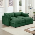 thumbnail image 3 of Luxurious Chenille 2-Seater Sofa with 2 Movable Ottomans, Hidden Storage Drawers Under Seats, Elegant Green for Living Room Comfort, 3 of 21