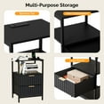 thumbnail image 5 of Ktaxon 2pc Nightstand with Charging Station End Table with 2 Fabric Drawers Bedside Table Furniture for Bedroom, Living Room,Fluted Wave Design, 5 of 16