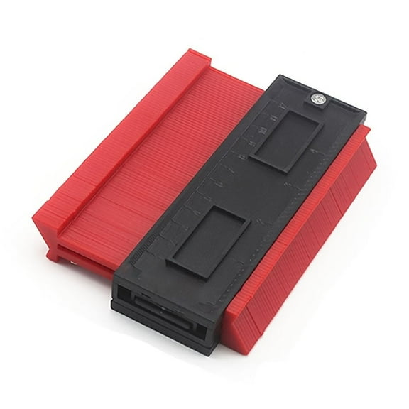 5" Red Contour Gauge Duplicator with Lock – Plastic Shape Copy Tool for Accurate Tracing of Corners, Curves, Pipes & Edges in Carpentry, Flooring & Home DIY