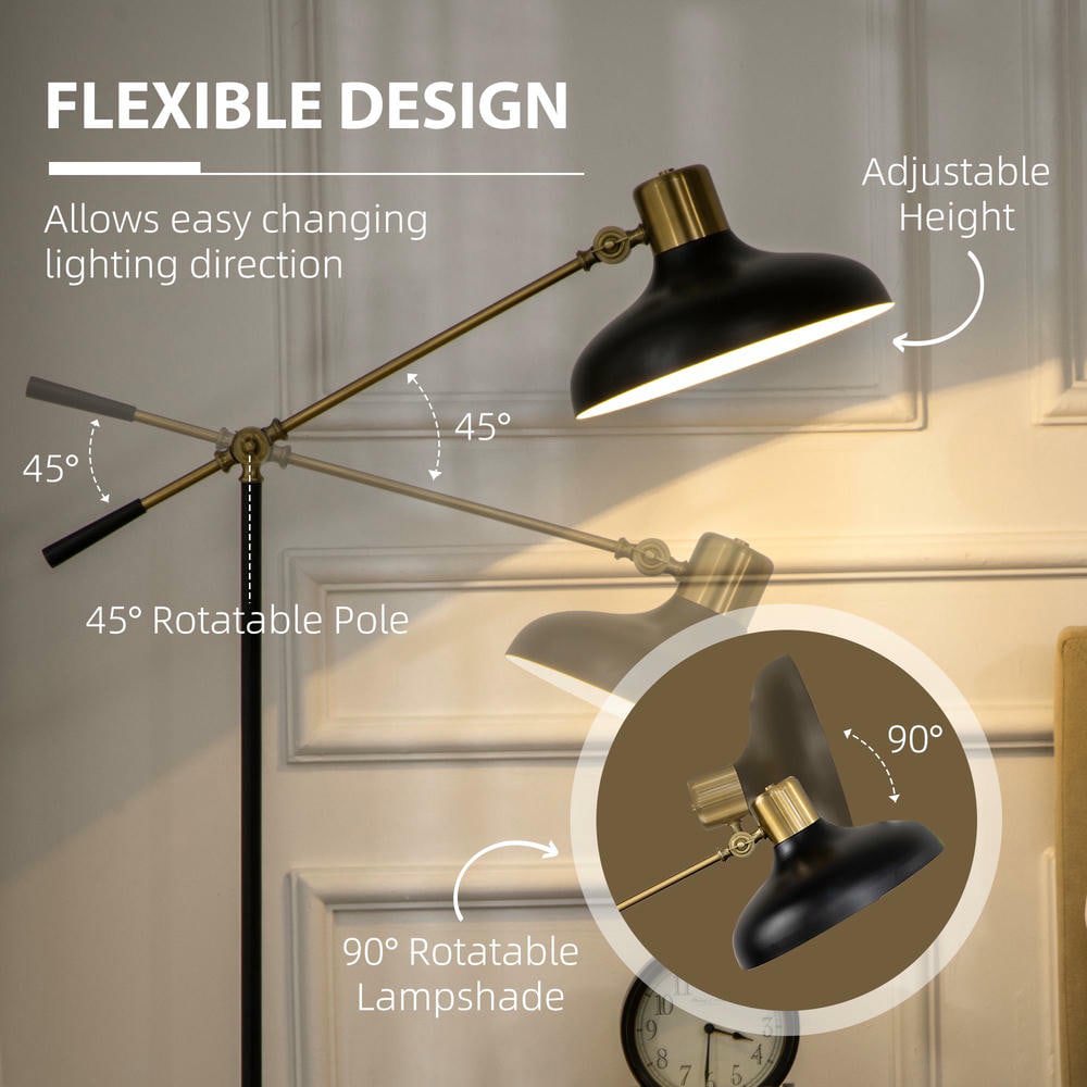 Resenkos Adjustable Balance Arm Floor Lamp with Reading Light, Modern Standing Lamp for Living Room