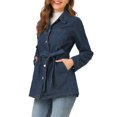 thumbnail image 5 of INSPIRE CHIC Women's Jean Jackets Long Sleeves Tie Waist Button Down Casual Denim Jacket XL Dark Blue, 5 of 9