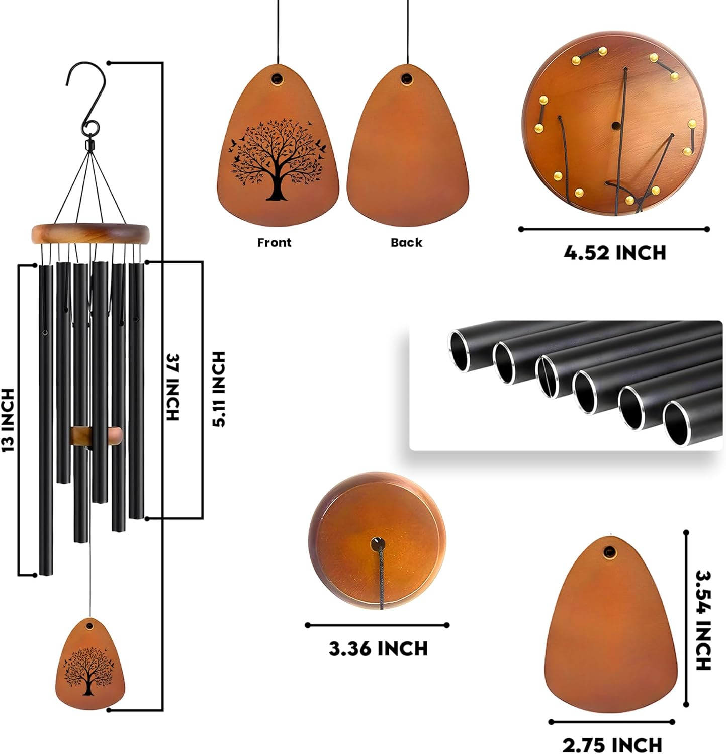 Memorial Wind Chime and Necklace for Human Ashes- Sympathy Gifts for Loss of Loved One-Bereavement & Memorial Gifts Includes a 37 Inch Wind Chime & Necklace