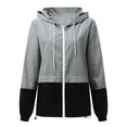 thumbnail image 1 of Opperiaya Women Packable Rain Jacket Outdoor Color Block Hooded Windbreaker, 1 of 5