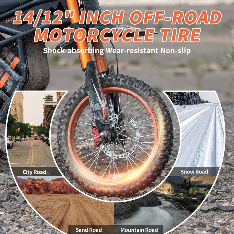 37MPH Riding'times GT54 Electric Dirt Bike for Teens Adults,48V27AH Electric Motorcycle with 14"/12" Fat Tire Ebike,2000W Dual Hydraulic Brakes Mountain Off-Road Ebike UL2849