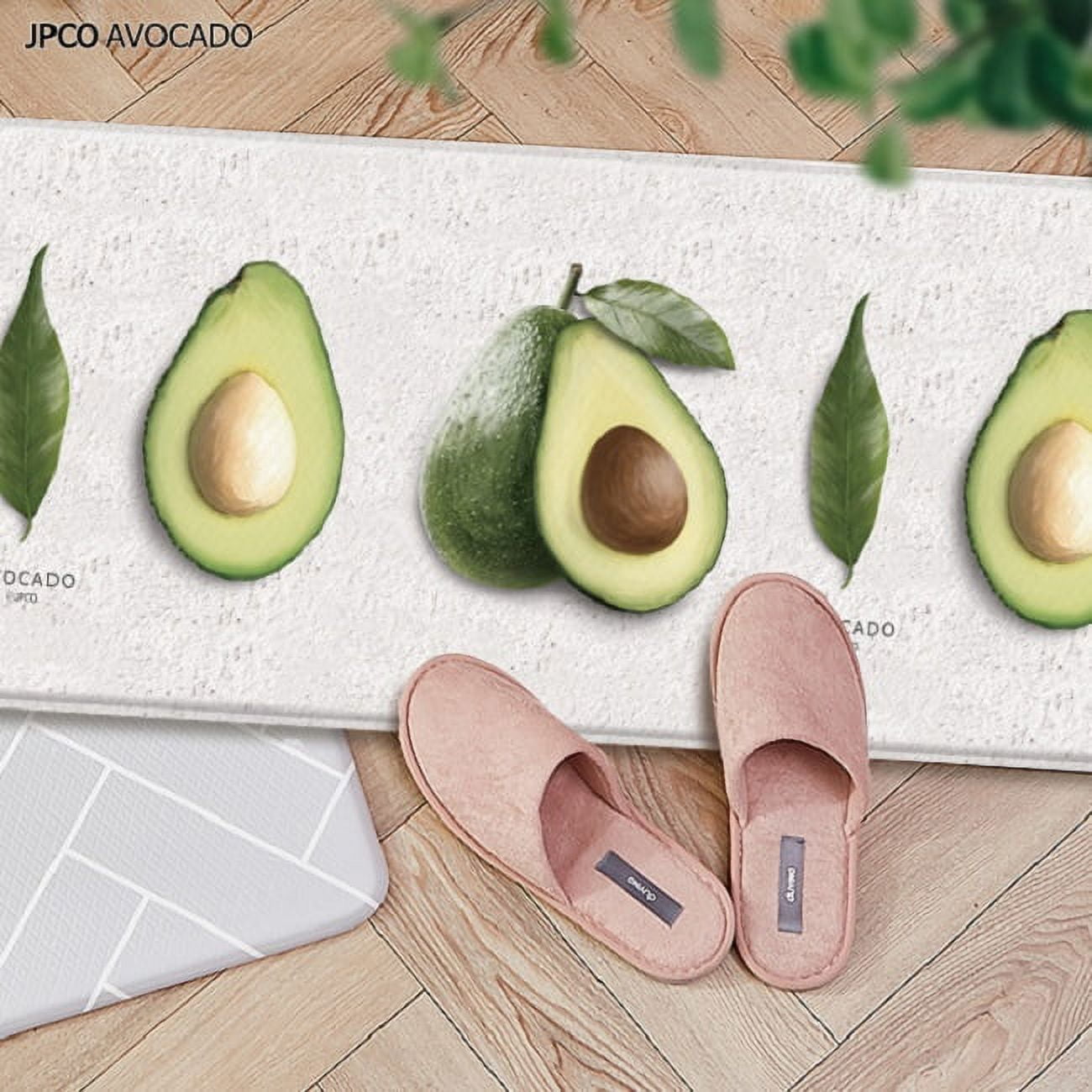 Avocado design double-sided kitchen foot mat, anti-fatigue, non-slip, ergonomically comfortable, waterproof in L size