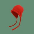 thumbnail image 2 of Xfvqtps Womens Cloche Beanie with Ear Flaps Tassel Strap Cuffed Knit Solid Color Simplicity Windproof Coldproof Warm Outdoor Winter Skull Cap Red, 2 of 5