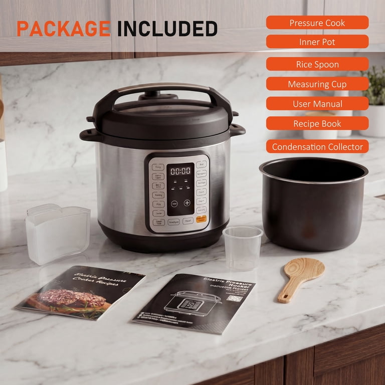 edx 6 Quart Electric Pressure Cooker, 7-in-1 Multi-Function