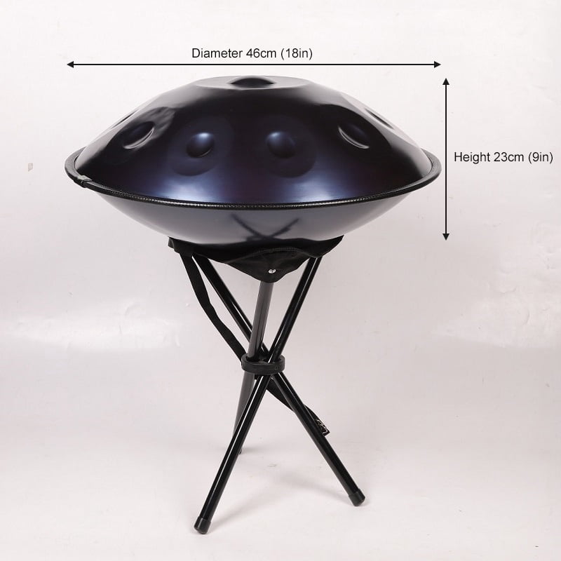 18IN Kurd D Minor 9 Notes Handpan Drum 440HZ Percussion Instrument Steel Tongue Drum