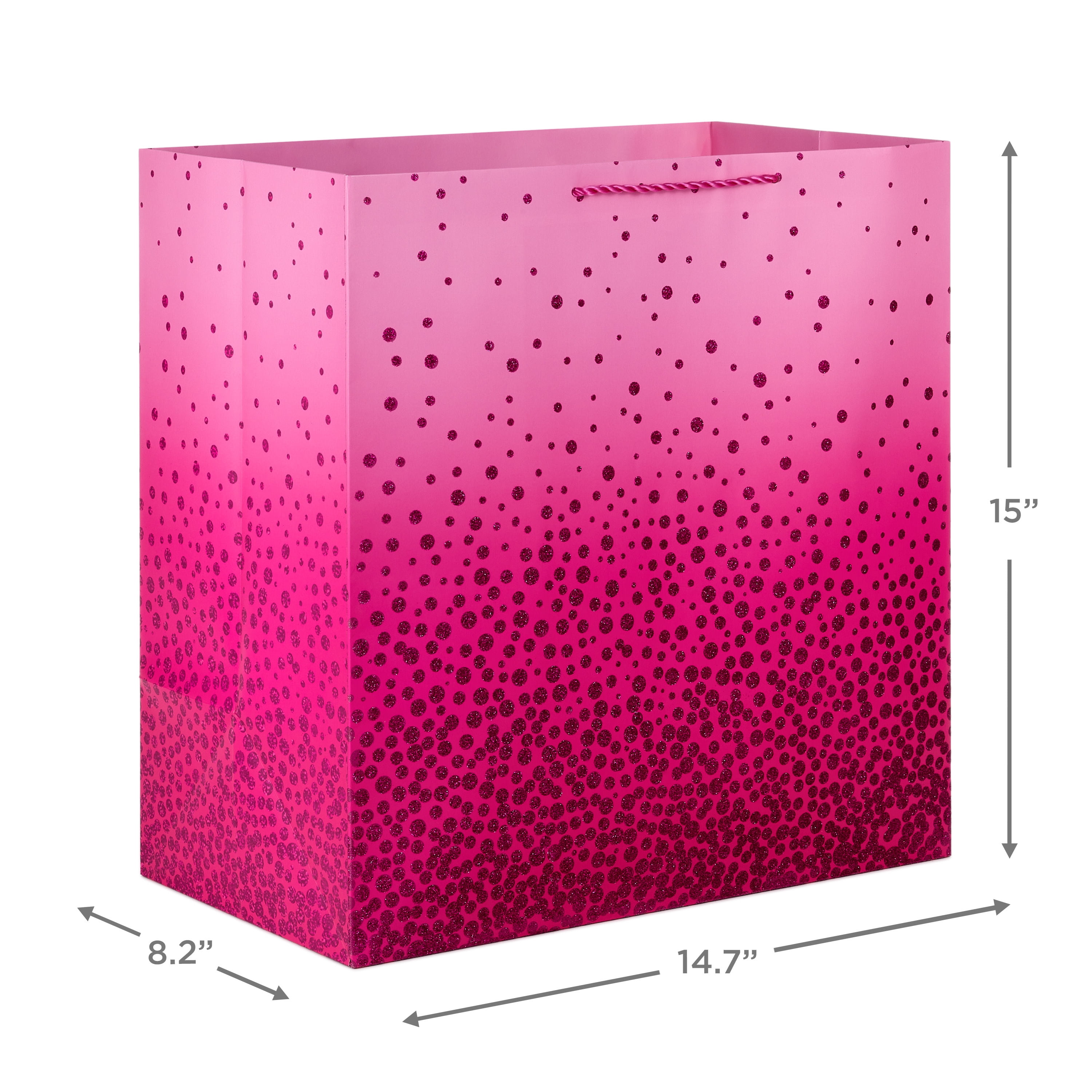 Hallmark Extra-Deep Gift Bag (Pink With Cascading Pink Dots)