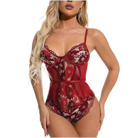 

Women Lingerie Sexy Lace Teddy Push Up Two Piece Lingerie Bra and Panty Lingerie Set Push Up Honeymoon Lingerie Dress One-Piece Lace Teddy Strap Babydoll Bodysuit
