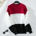 thumbnail image 2 of Annhoo Sweaters for Women Casual Long Sleeve Crewneck Knitted Tops Fall Winter Color Block Pullover Shirts, 2 of 3