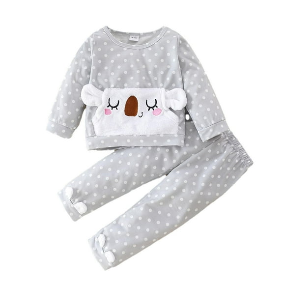 Odeerbi Baby Girls Clothes Toddler Outfit Autumn Winter Children's Clothing Set Animal Long Sleeve Tops Dot Pants Outfits Pink