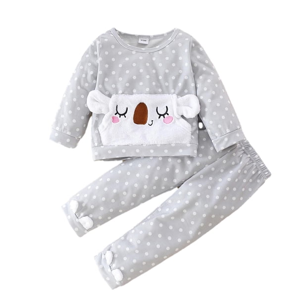 Ropa Para Niñas Pequeñas, Traje De Otoño Invierno Para Niños, Tops De Animales De Manga Larga, Pantalones De Lunares Odeerbi LM103-160
