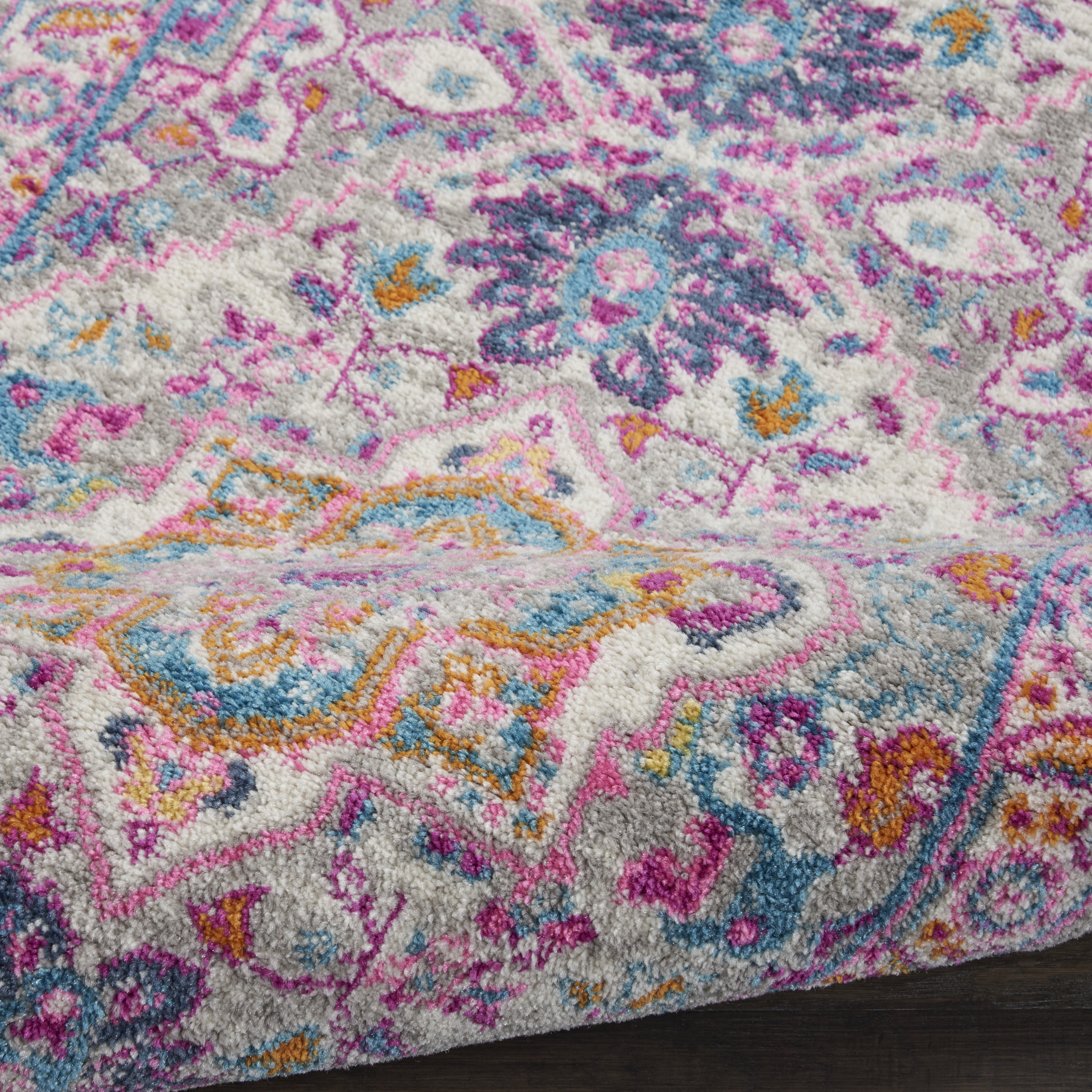 Nourison Passion Persian Light Grey/Pink 1'10" x 6' Area Rug, (2x6)