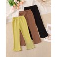thumbnail image 3 of Toddler Girls Clothes Girls Pants Kids 3-Pack Casual Pants Toddler Solid Color Bell-bottomed Pants for Girls 1T 2T 3T 4T 5T Black Yellow Brown, 3 of 6