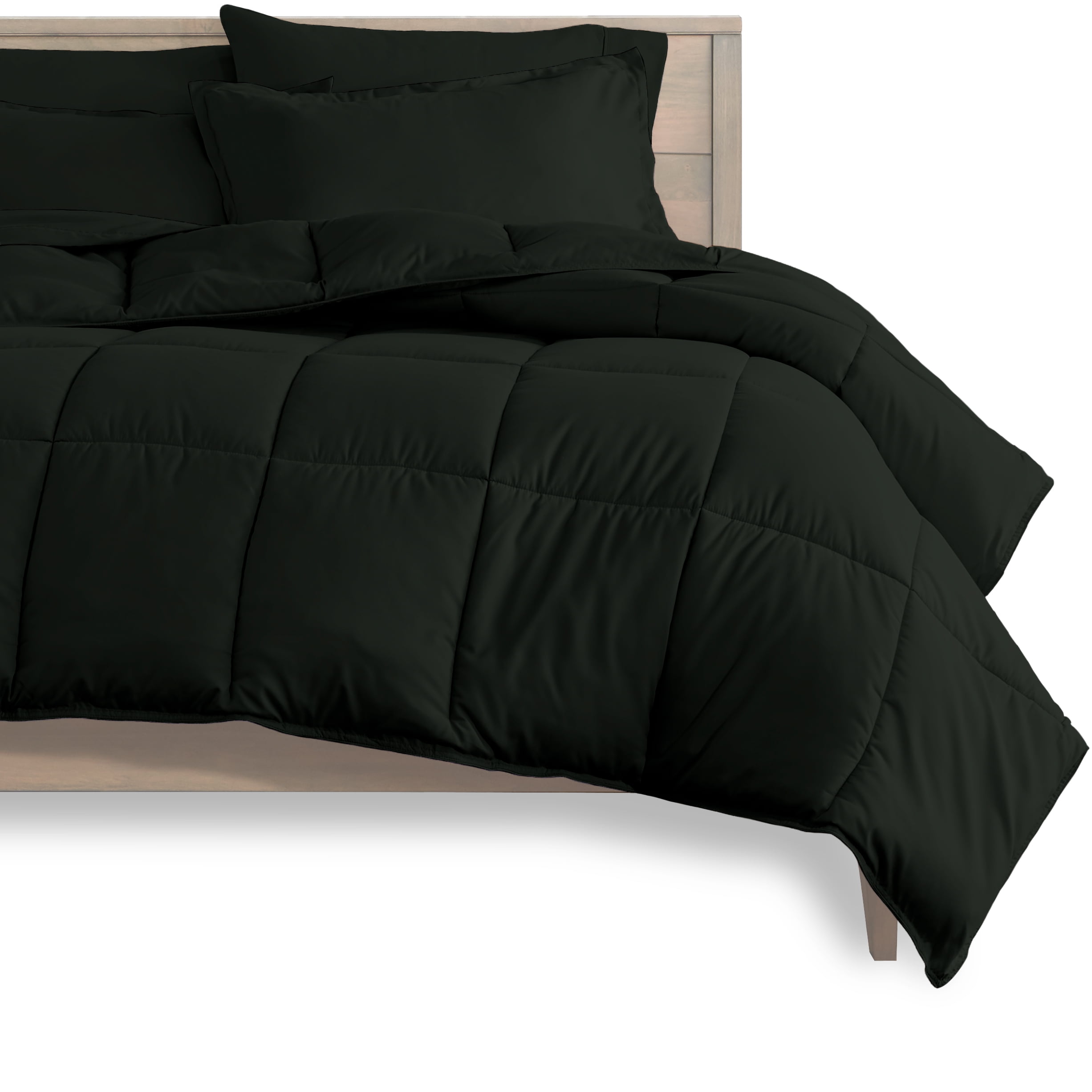 Bare Home Microfiber 8-Piece Black and Black Bed in a Bag, Split King