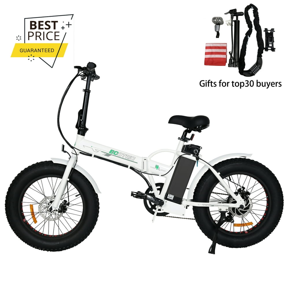 Folding 20" Fat Tire Electric Bike 500W Hill Bicycle Removable Battery Pedal Assist Power