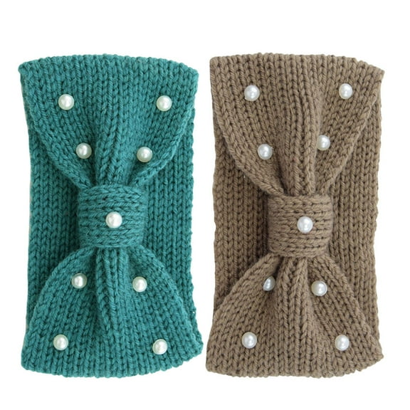 KONTONTY Knitted Bow Headband Warm Cozy Stylish Headwrap Assorted Color