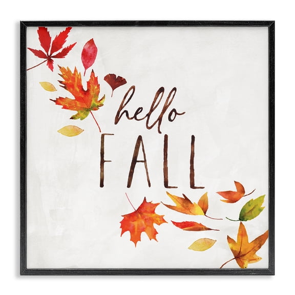 Stupell Industries Cottage Hello Fall Autumn Tree Leaves Seasonal Statement Black Framed Giclee Art, 12 x 12, by Nina Pierce