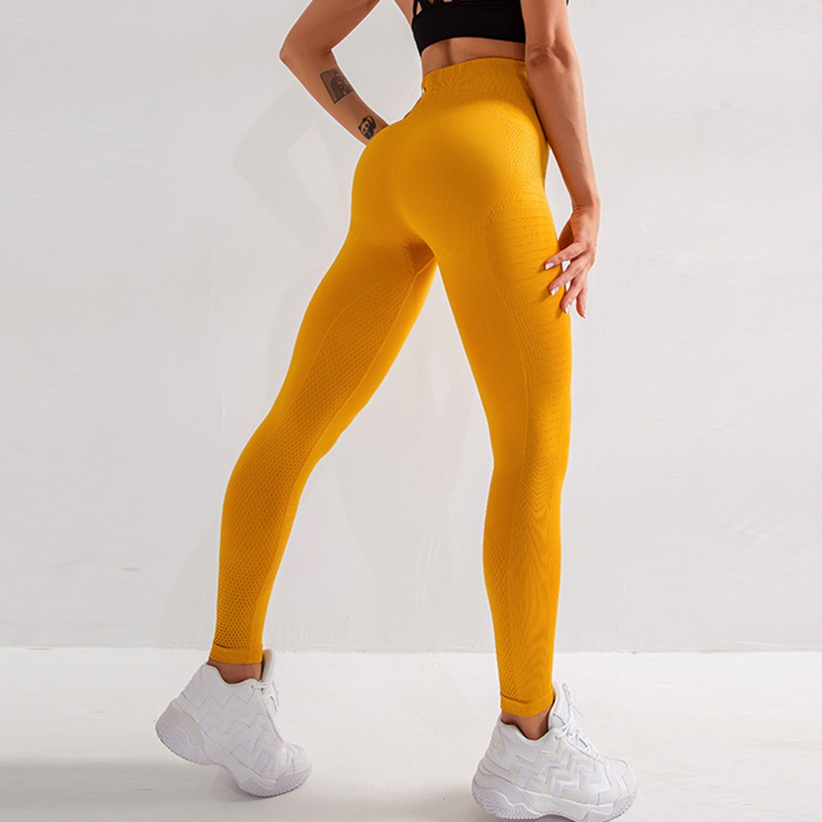 High Waisted Yoga Pants, Gold And Yellow Herringbone Style Sports – Natty  Klads