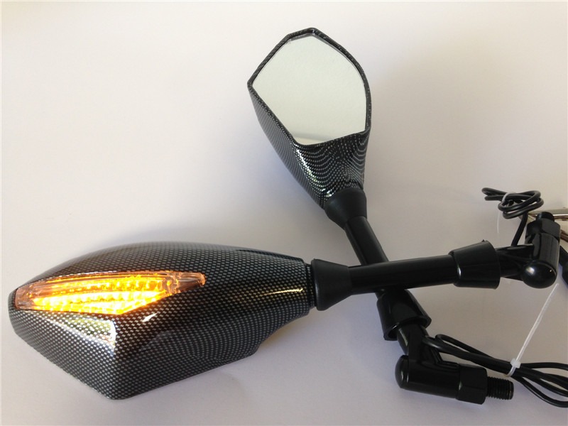 HTTMOTOR Motorcycle Integrated LED Turn Signals Side Mirrors for